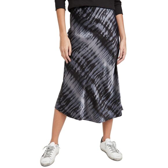 Rails Berlin Black Tide Colorway Stretch Satin Slip Style Midi Skirt size L - Picture 2 of 7